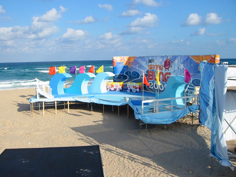 2009 wave stage on beach showing elevated support legs and open space for turtle passage underneath